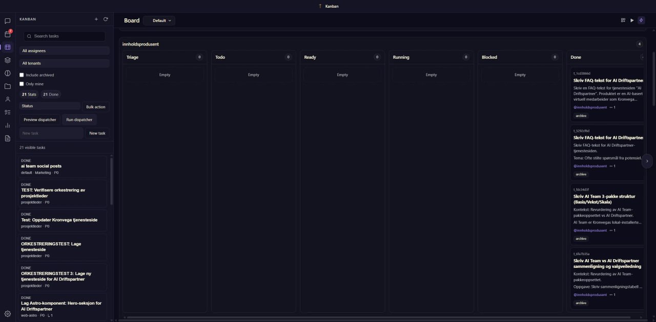 Kanban-oppgavestyring i Hermes Agent
